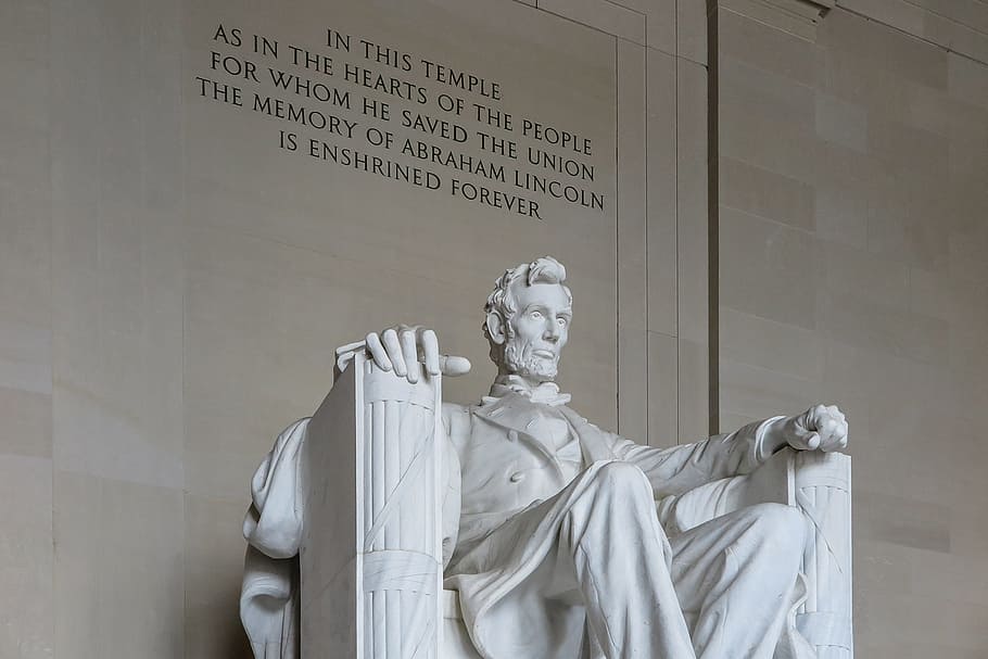 National Mall, Washington DC, Abraham Lincoln and carved quote, HD wallpaper