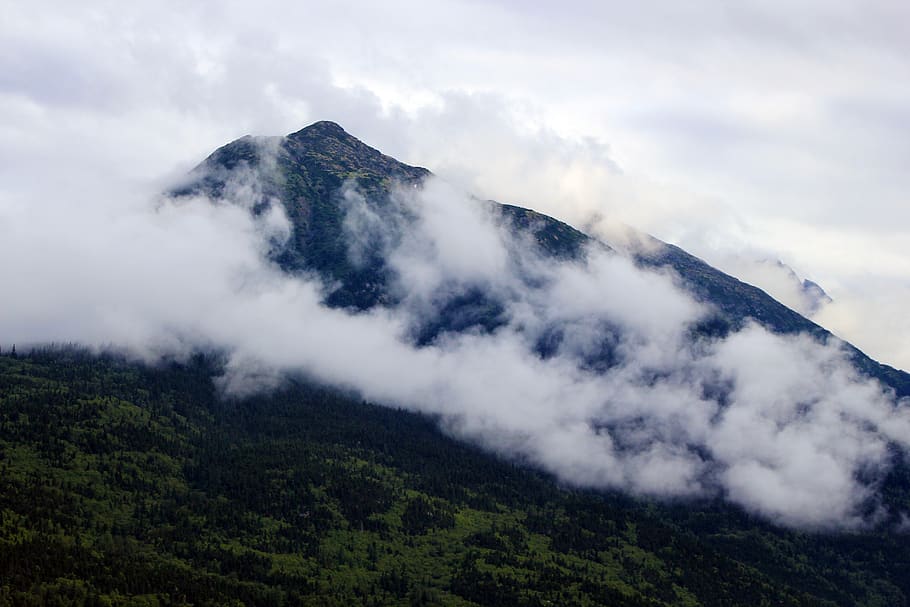 White Clouds over Black Mountain, adventure, dawn, daylight, fog HD wallpaper