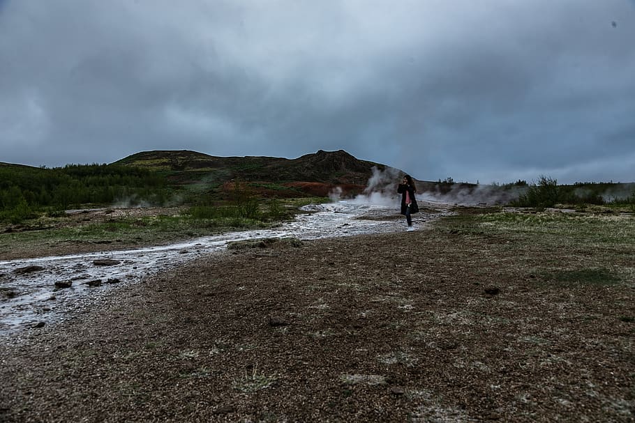 Person Standing on Brown Soil, adventure, clouds, daylight, environment HD wallpaper