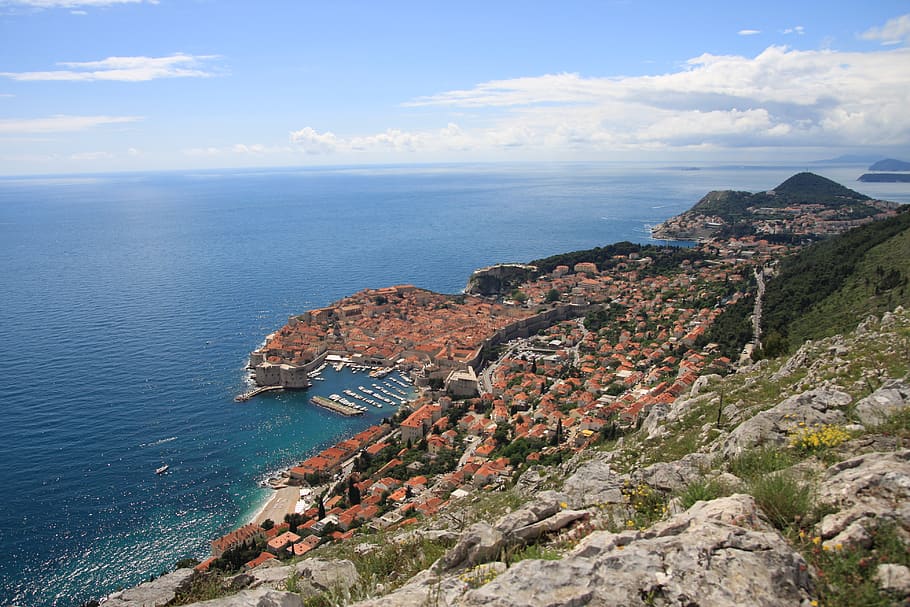dubrovnik, croatia, sea, water, sky, beauty in nature, scenics - nature, HD wallpaper