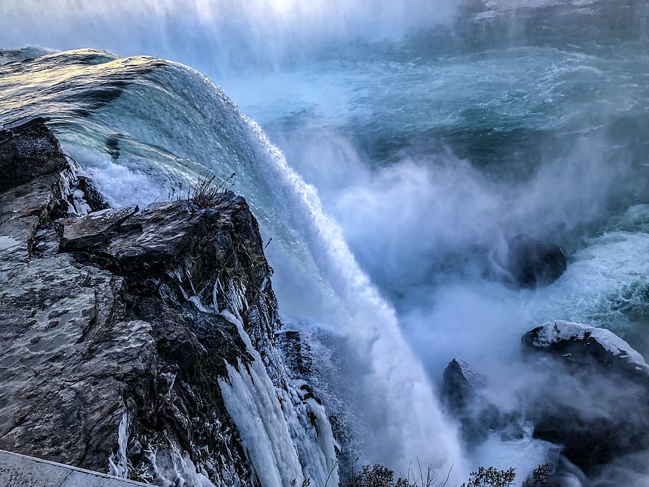 Time-lapse Photography of Waterfalls, cold, daylight, environment HD wallpaper