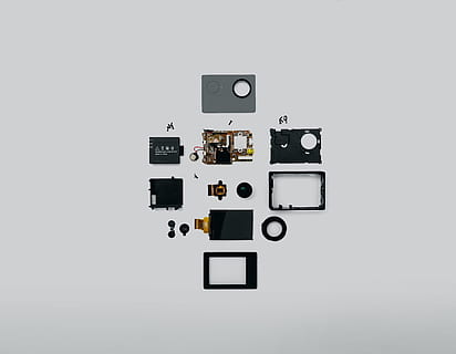 black and gray electronic device kit, diagram, plan, plot, camera HD wallpaper