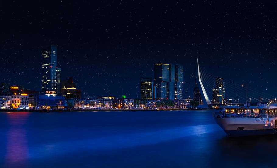 City Skyline Under Clear Sky during Nighttime, architecture, blur HD wallpaper