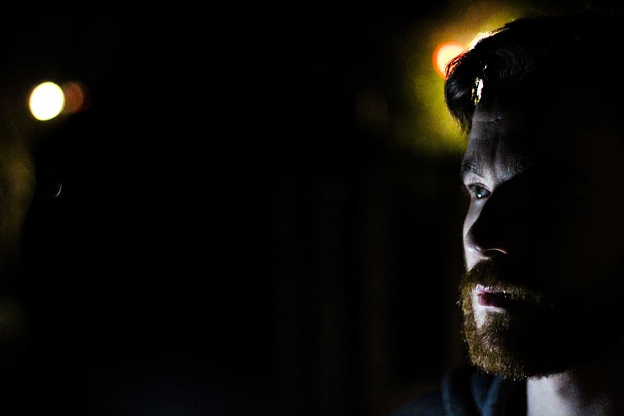Man Against Light, backlit, dark, face, person, side view, portrait HD wallpaper