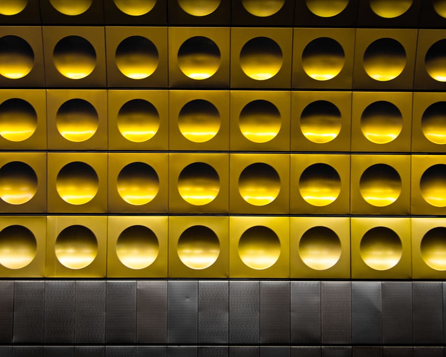 minimalist photography of gold and gray polka-dot wall, pattern HD wallpaper