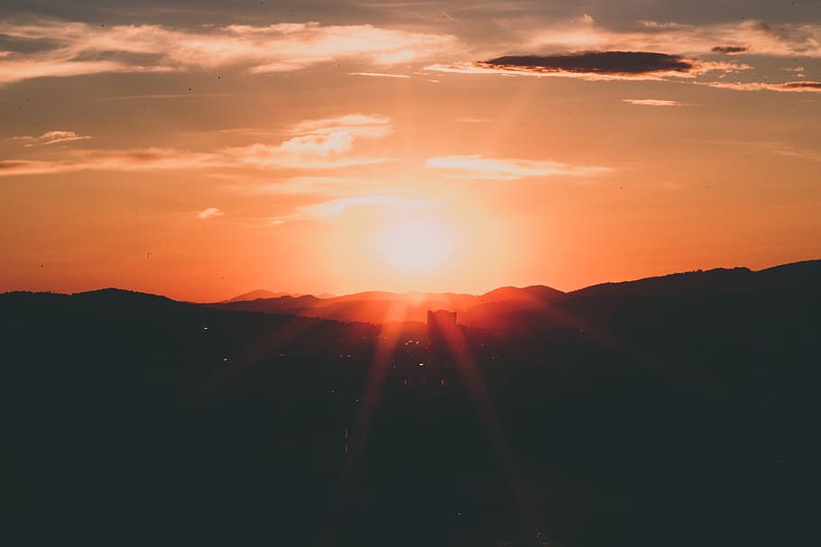 mountain during sunset, sky, scenics - nature, beauty in nature HD wallpaper