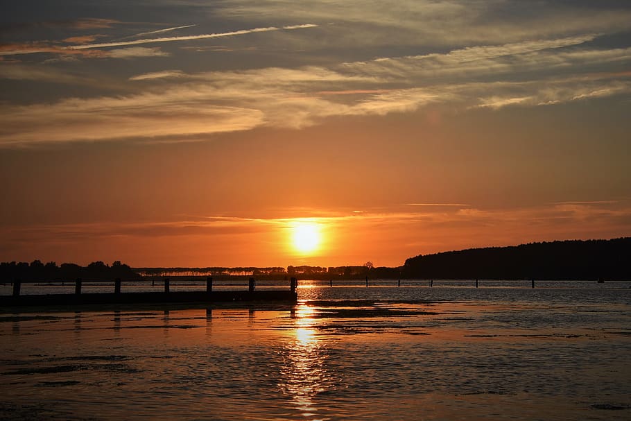 sunset, more, evening sky, nature, water, scenics - nature HD wallpaper