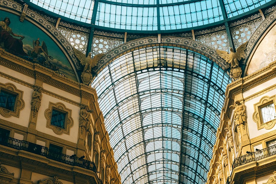 ceiling of Galleria Vittorio Emanuele II, architecture, attraction HD wallpaper