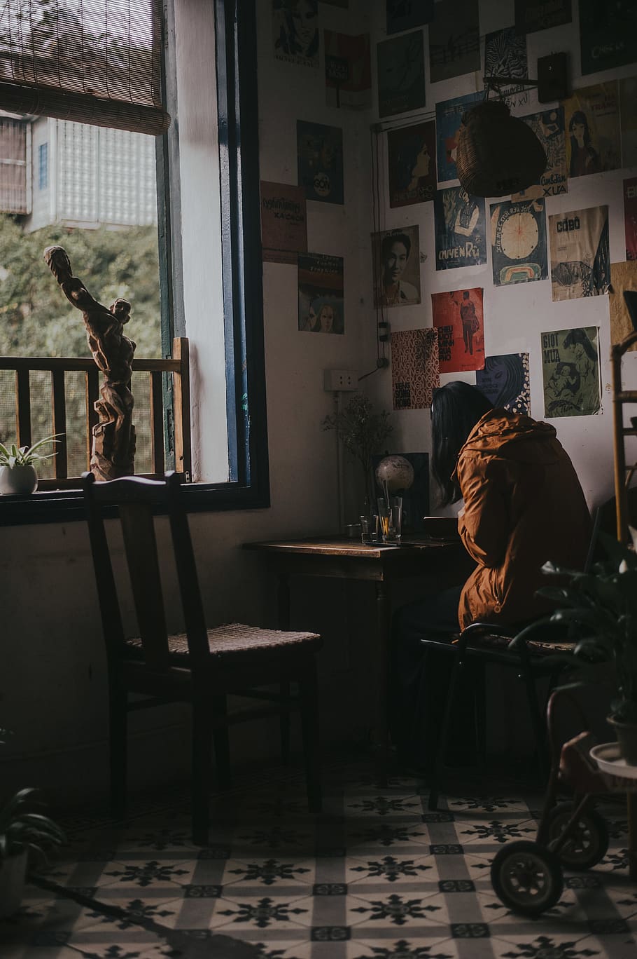 Woman Sitting on Chair Near Window, daylight, décors, design HD wallpaper