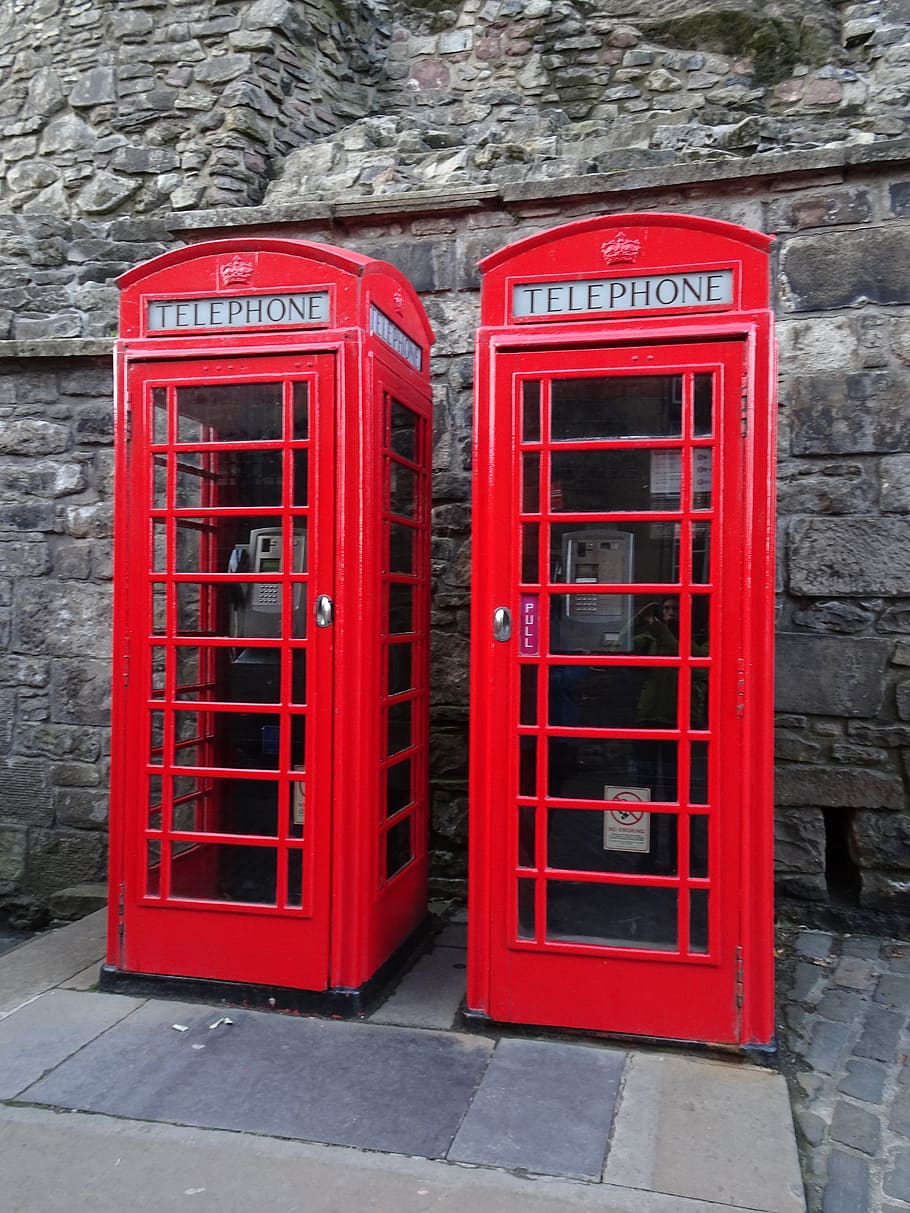 HD wallpaper: telephone booths, red, scotland, england, communication ...