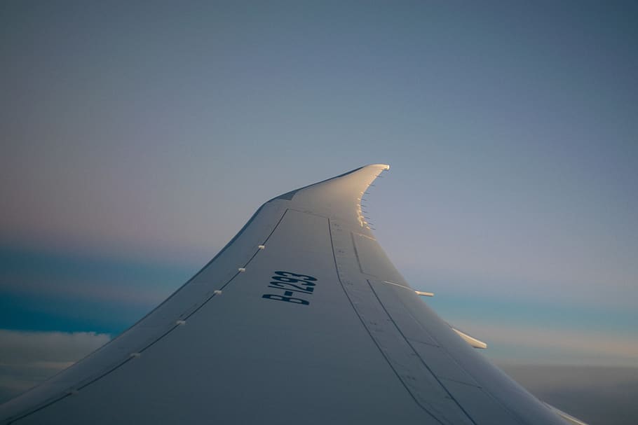 airplane wing, transportation, vehicle, aircraft, nature, outdoors HD wallpaper