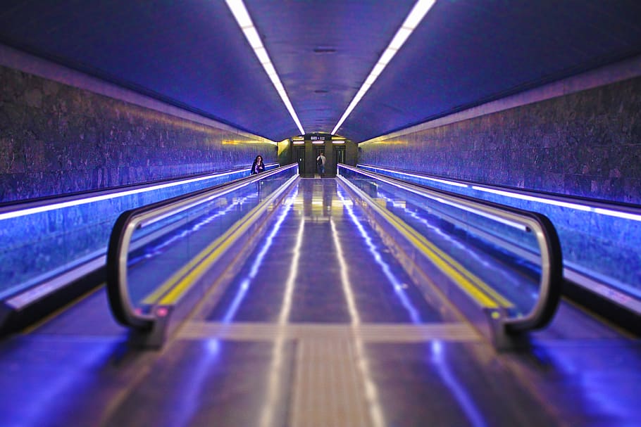 grey steel frame, transportation, illuminated, architecture, the way forward HD wallpaper