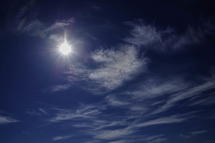 Photography of Blue Sky With Clouds, bright, nature, scenic, sun glare HD wallpaper