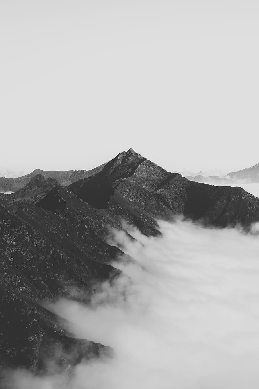 grey mountain under white sky, beauty in nature, scenics - nature HD wallpaper