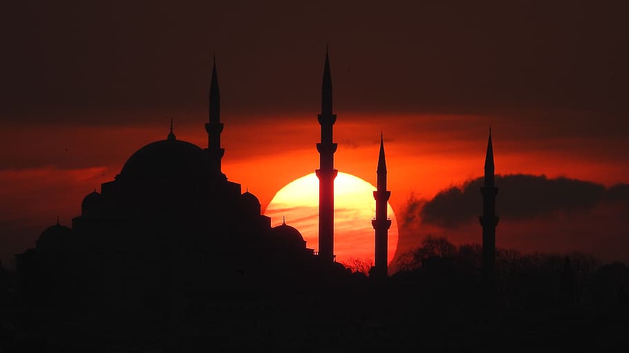 turkey, süleymaniye mosque, sunset, suleymaniye mosque, istanbul, HD wallpaper
