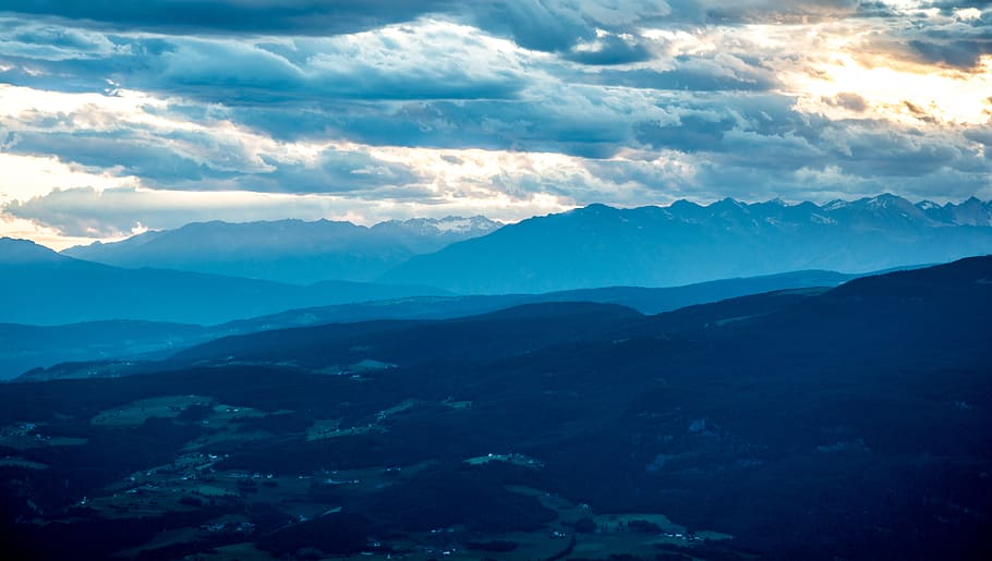 italy, compaccio, alpe di siusi, sky, clouds, mountain range, HD wallpaper