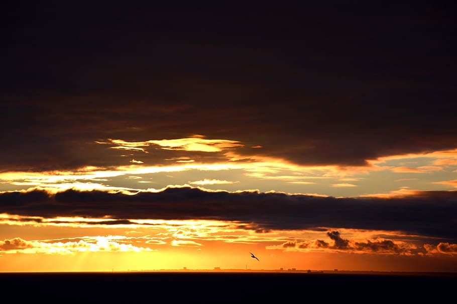 sky, sunset, clouds, dusk, abendstimmung, afterglow, evening HD wallpaper