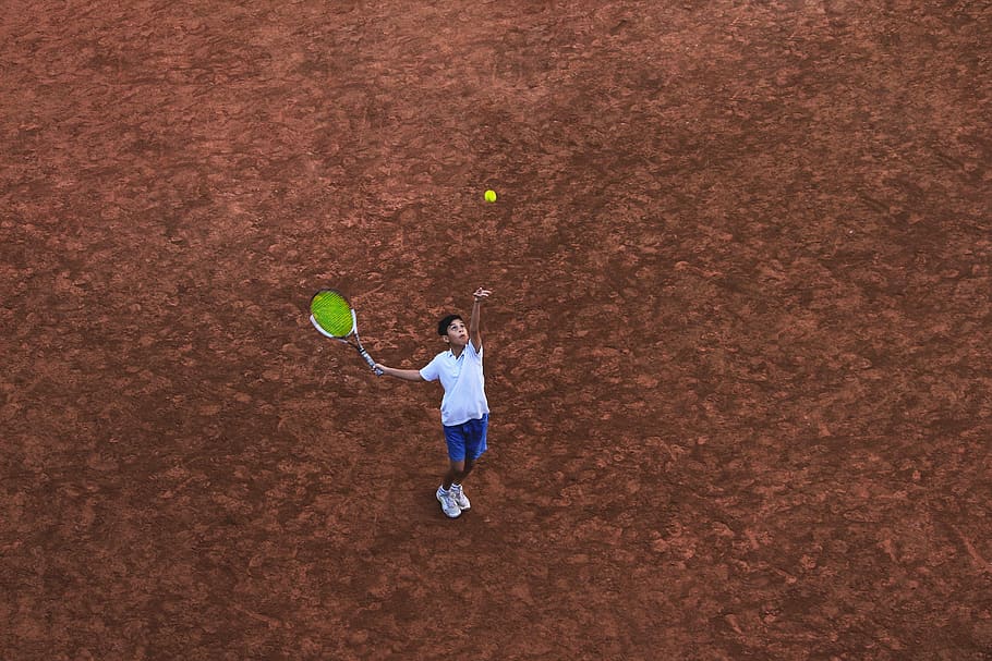 child holding racket, tennis, one person, ball, tennis ball, full length HD wallpaper