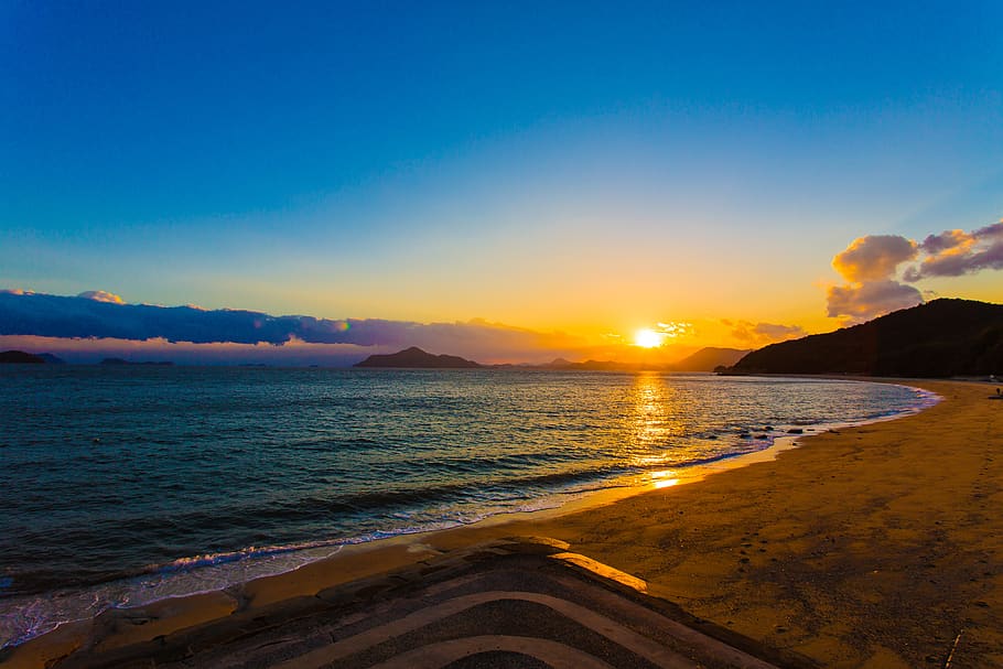 nightfall, waters, twilight, xiao, sky, sea, scenics - nature HD wallpaper