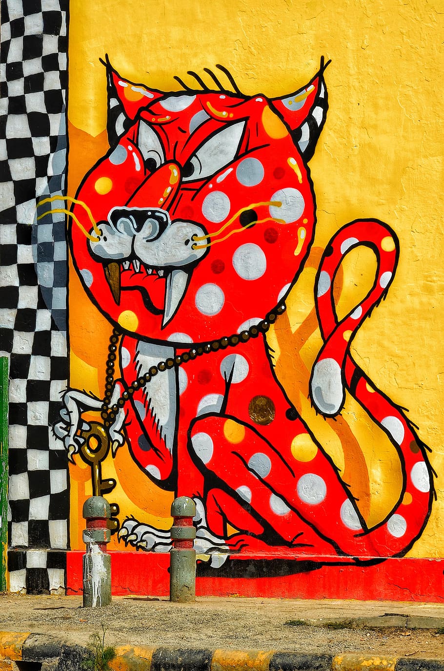 red cat illustration, art, text, label, modern art, drawing, stained glass, HD wallpaper