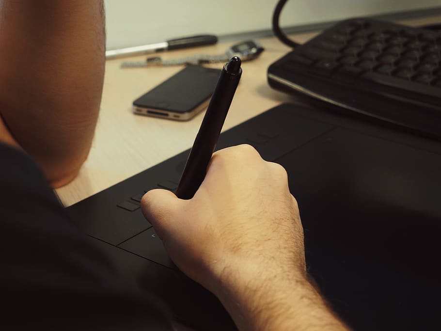 hand, man, drawing, board, artist, designer, black, human hand HD wallpaper