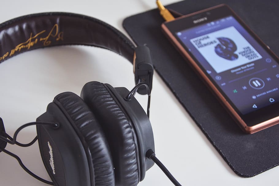 Black Corded Headphones Beside Sony Android Smartphone, beat, HD wallpaper