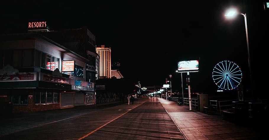 boardwalk, building, bridge, human, person, path, office building HD wallpaper