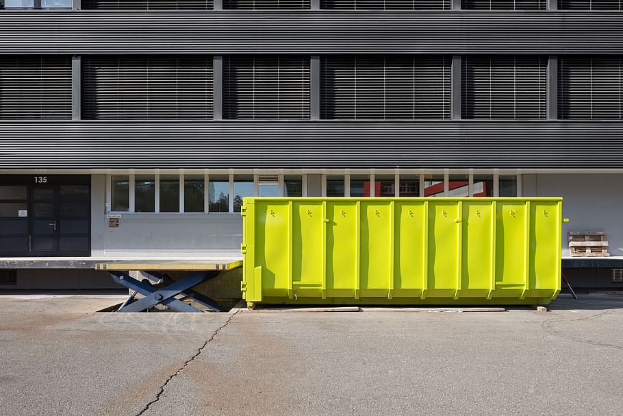 green metal truck bucket, switzerland, zürich, fence, building, HD wallpaper