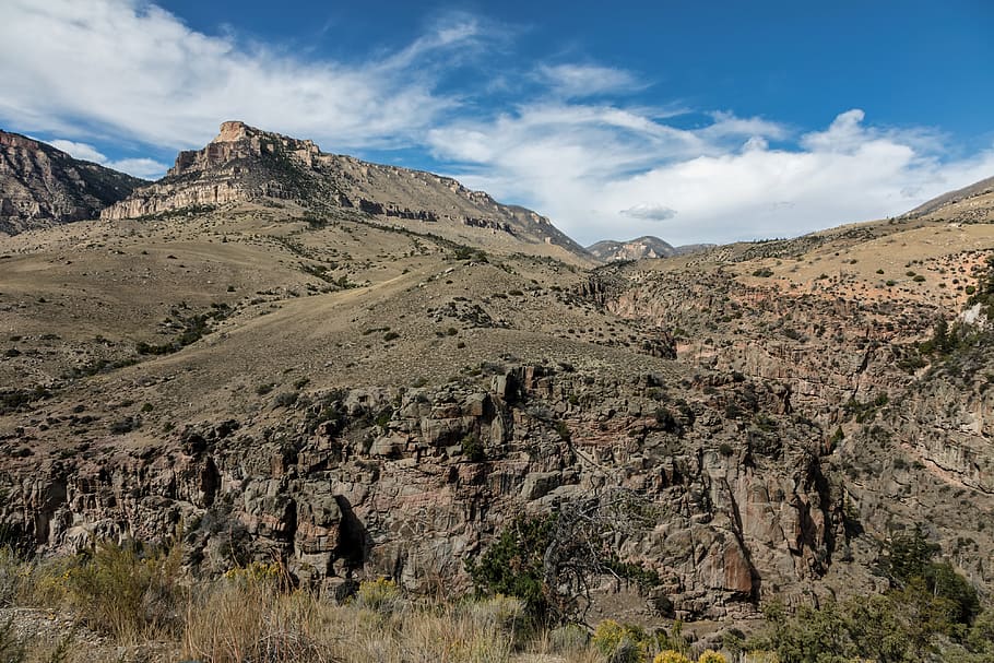 wyoming, mountains, sky, cloud, rugged, landscape, rocky, buttes HD wallpaper