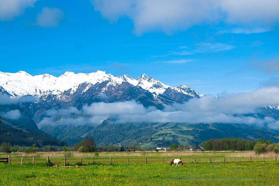 carinthia, austria, alpine, mountains, snow, sky, landscape HD wallpaper