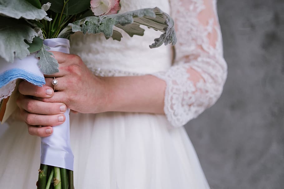bride, ring, engagement, wedding, midsection, holding, women HD wallpaper