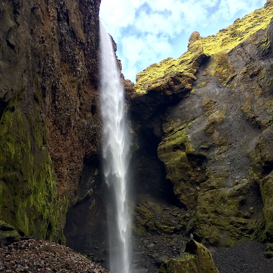 iceland, southern region, waterfall, mountain, rock, scenics - nature HD wallpaper