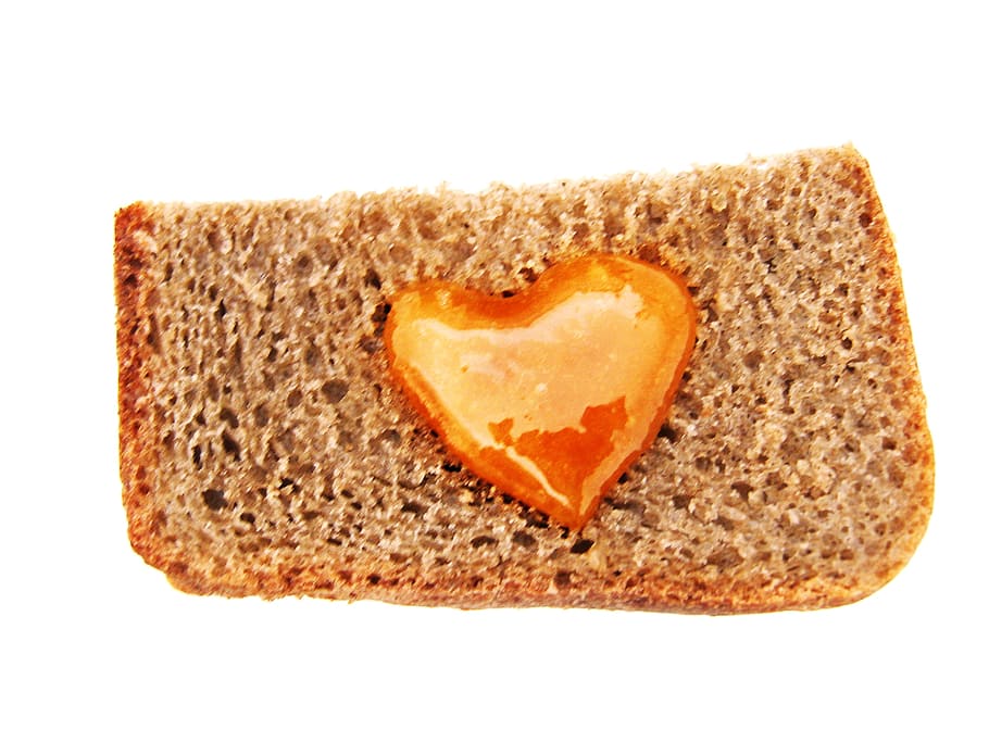bread, honey, heart, loaf, white, isolated, object, bakery HD wallpaper