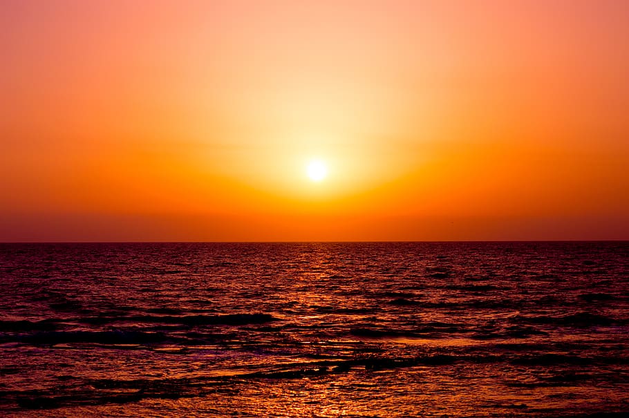sky, sunset, nature, evening, landscape, mood, water, sea, romance HD wallpaper