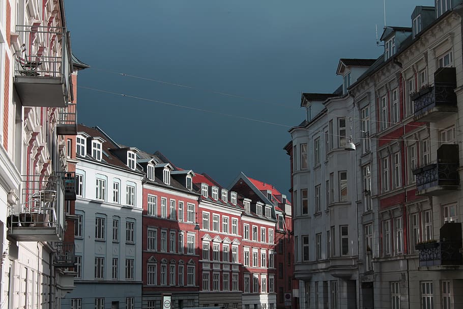 denmark, aarhus, falstersgade, clouds, city, falstergade, storm is coming HD wallpaper