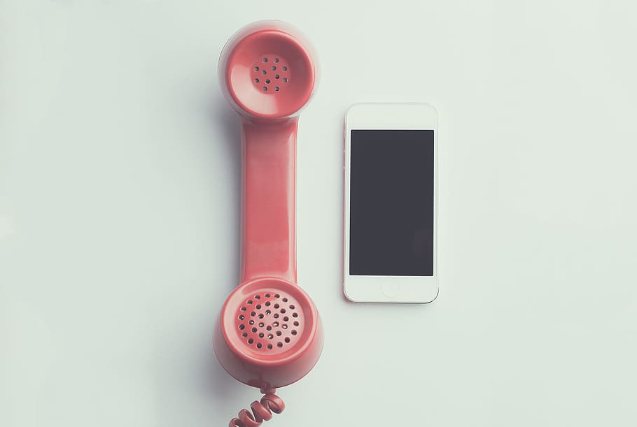 red phone, retro, iphone, technology, ios, vintage, telephone, HD wallpaper