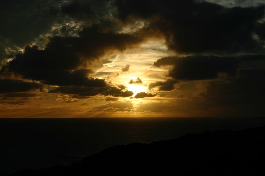sun, clouds, ocean, sunset, sky, cloud - sky, beauty in nature HD wallpaper