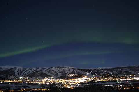 norway, geilo, night, illuminated, sky, architecture, beauty in nature HD wallpaper