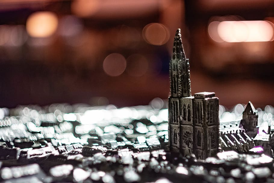 silver-colored cathedral miniature, crystal, building, urban HD wallpaper