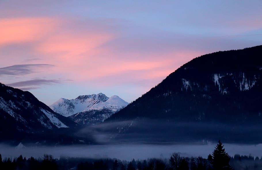 snow, clouds, mountains, nature, fog, winter, wintry, travel HD wallpaper