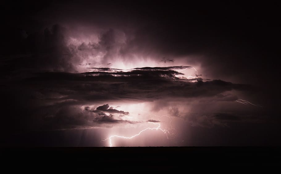 lightning under white clouds wallpaper, longexposure, thunderstorm HD wallpaper