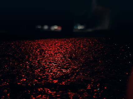 night, light, neon, led, red, reflection, water, drop, road HD wallpaper