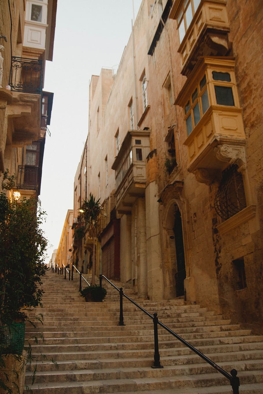 Brown Concrete Buildings With Stairs, alley, ancient, architecture