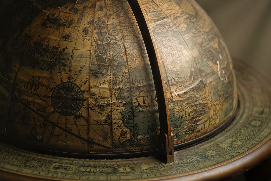 brown terrestrial globe, globe - man made object, map, antique HD wallpaper