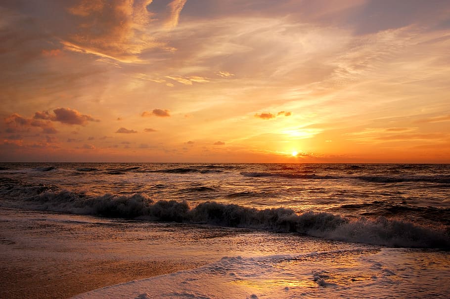 sun, beach, summer, ocean, sea, water, sand, vacations, sunset HD wallpaper