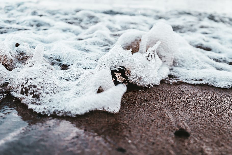 wave, foam, close up, beach, coast, sea, water, inject, nature HD wallpaper