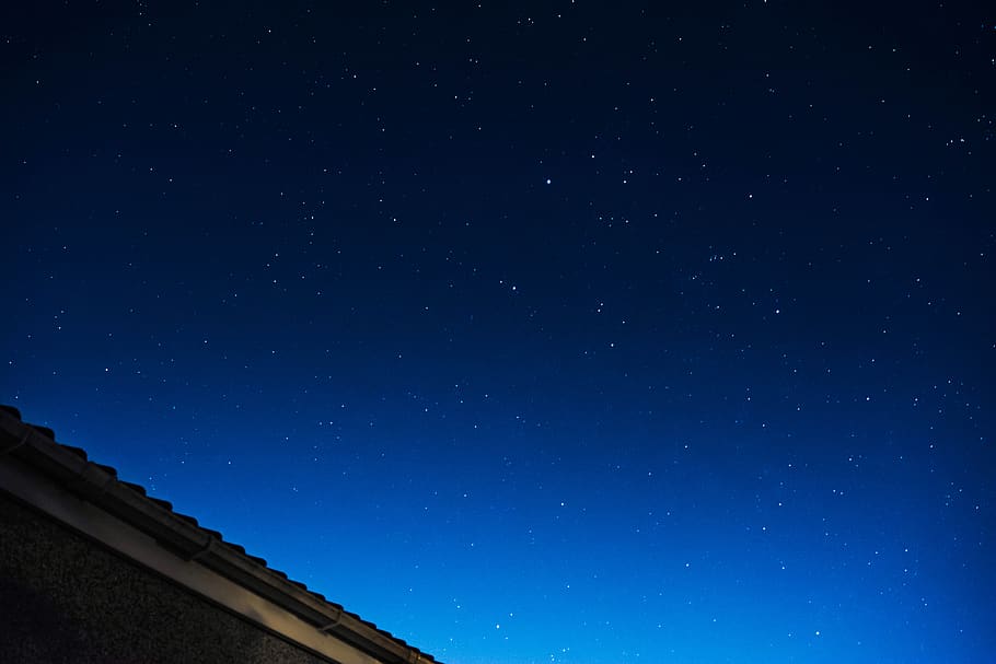 dark, night, sky, blue, stars, roof, star - space, astronomy HD wallpaper