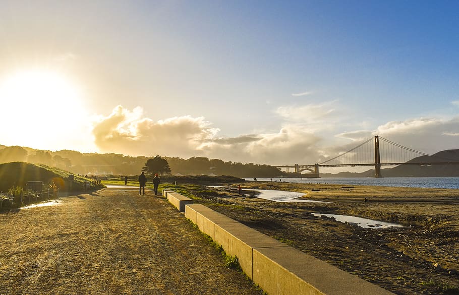 path, person, human, outdoors, nature, light, flare, san francisco HD wallpaper