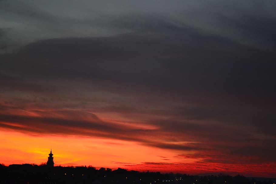 hungary, keszthely, helikon castle, cloud - sky, sunset, orange color, HD wallpaper