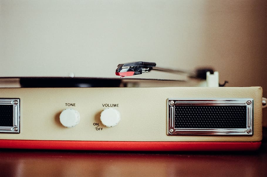 record player, music, turntable, film, technology, radio, retro styled HD wallpaper